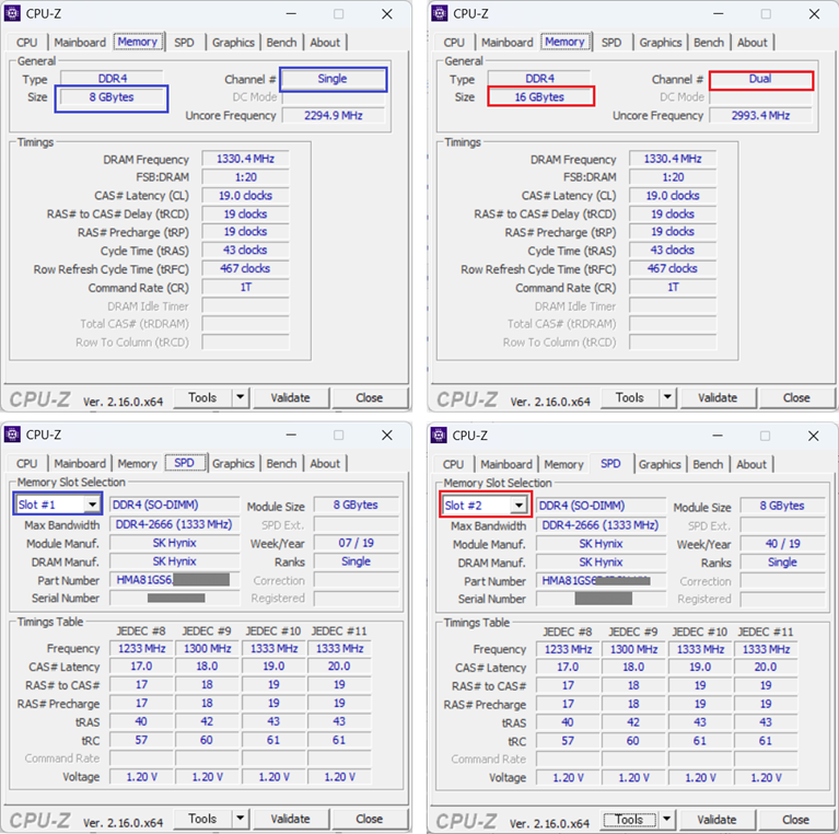 CPU-Z でメモリーの状態確認